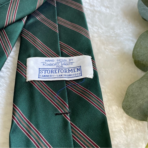 Robert Talbott Dark Green Diagonal Striped Neck Tie - Picture 10 of 10